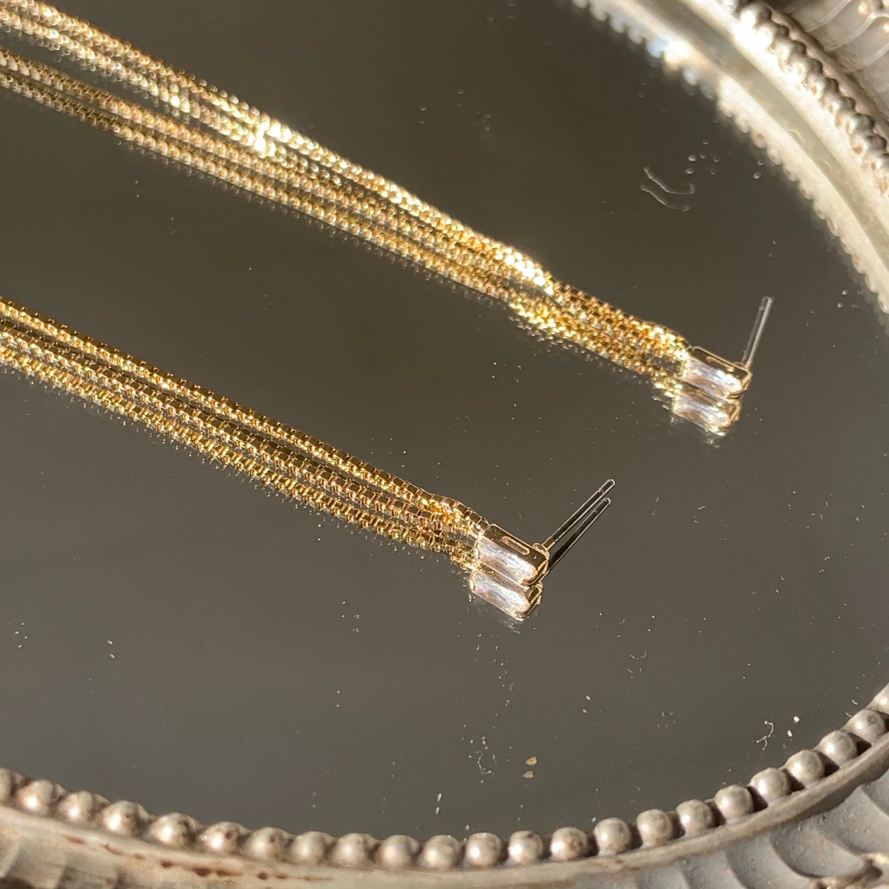 Penelope's Shiny Cubic Long Chain Earrings