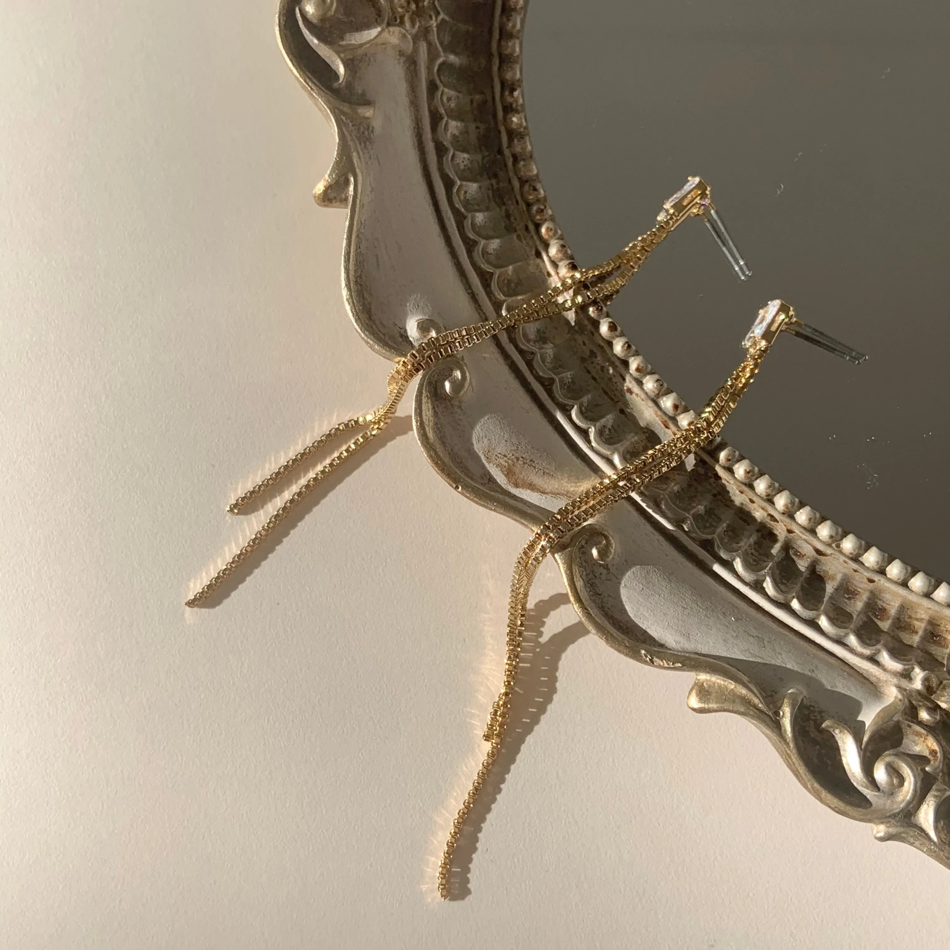 Penelope's Shiny Cubic Long Chain Earrings