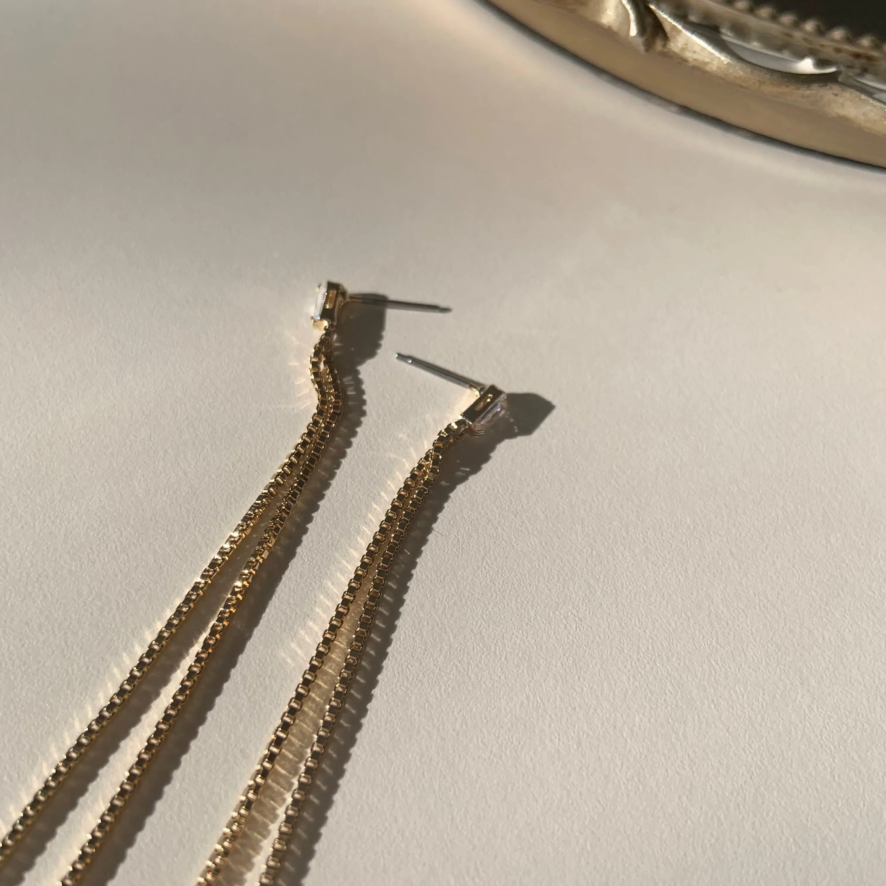 Penelope's Shiny Cubic Long Chain Earrings