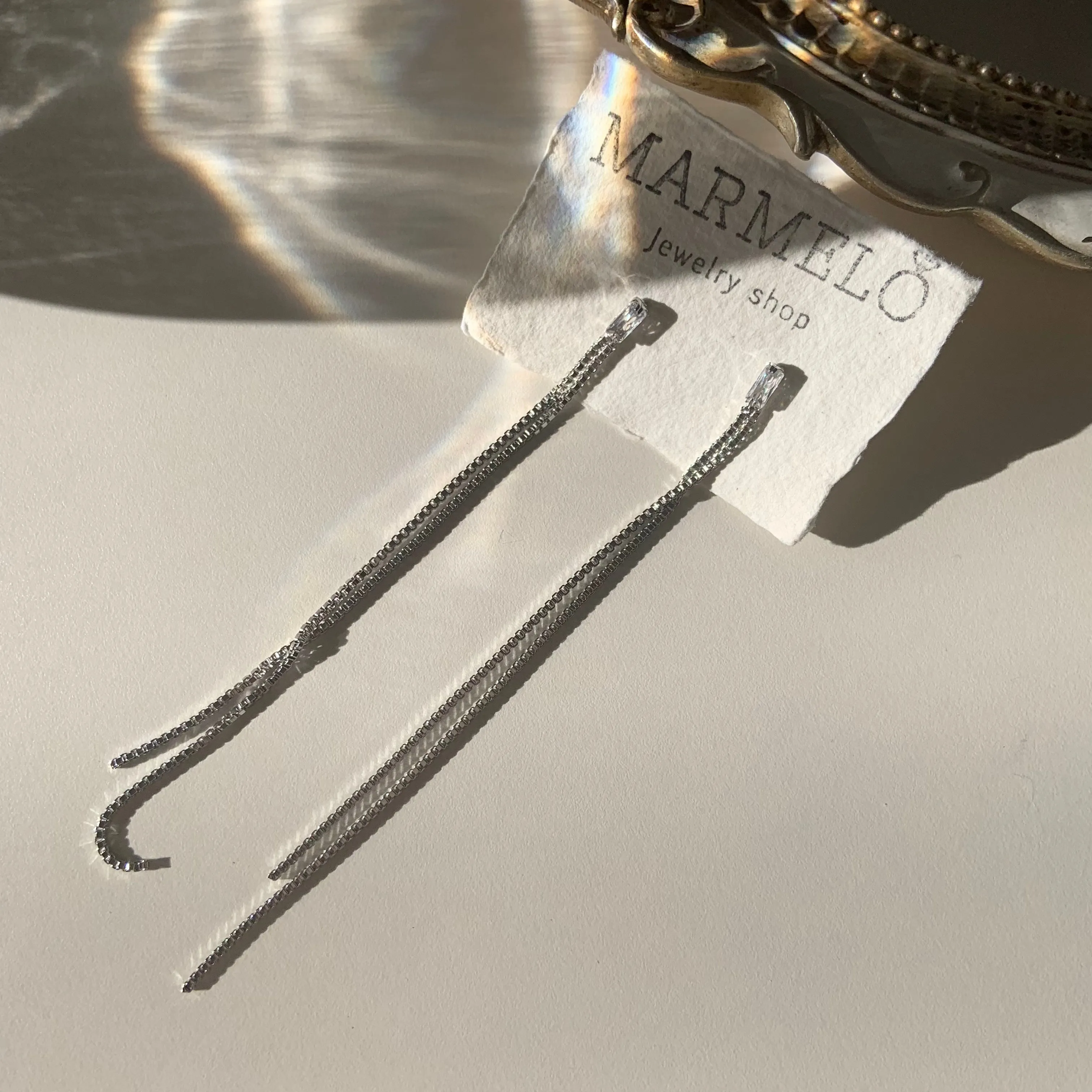 Penelope's Shiny Cubic Long Chain Earrings