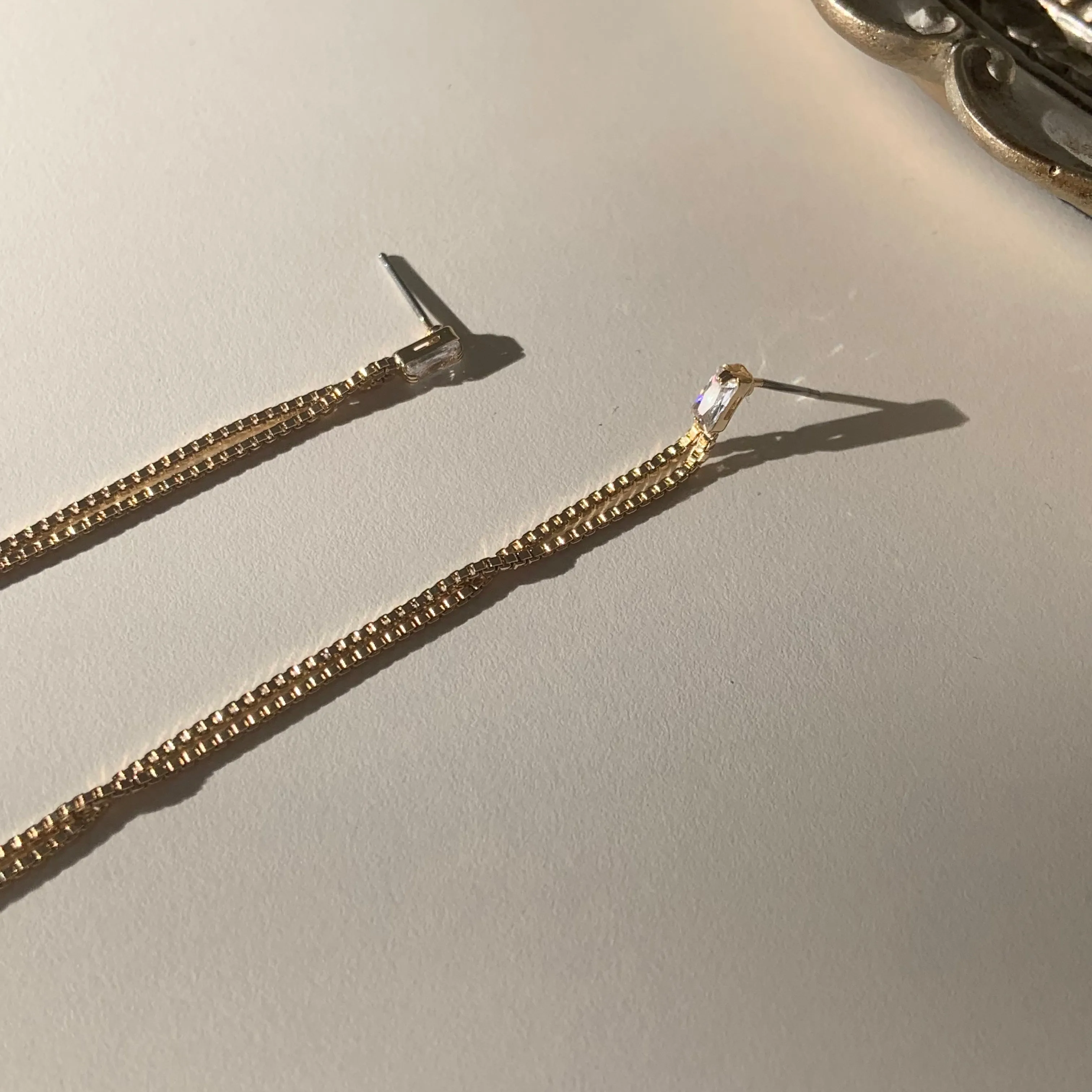 Penelope's Shiny Cubic Long Chain Earrings