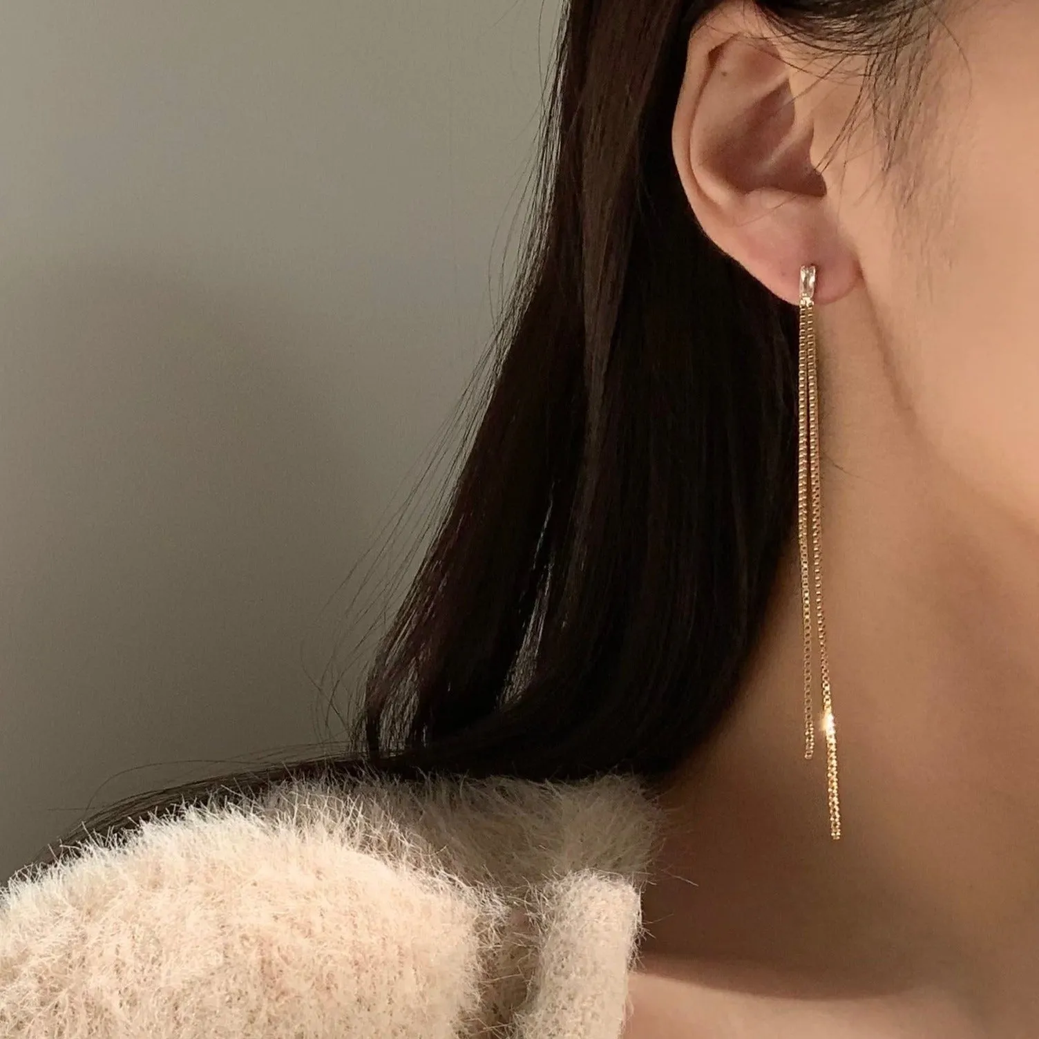 Penelope's Shiny Cubic Long Chain Earrings