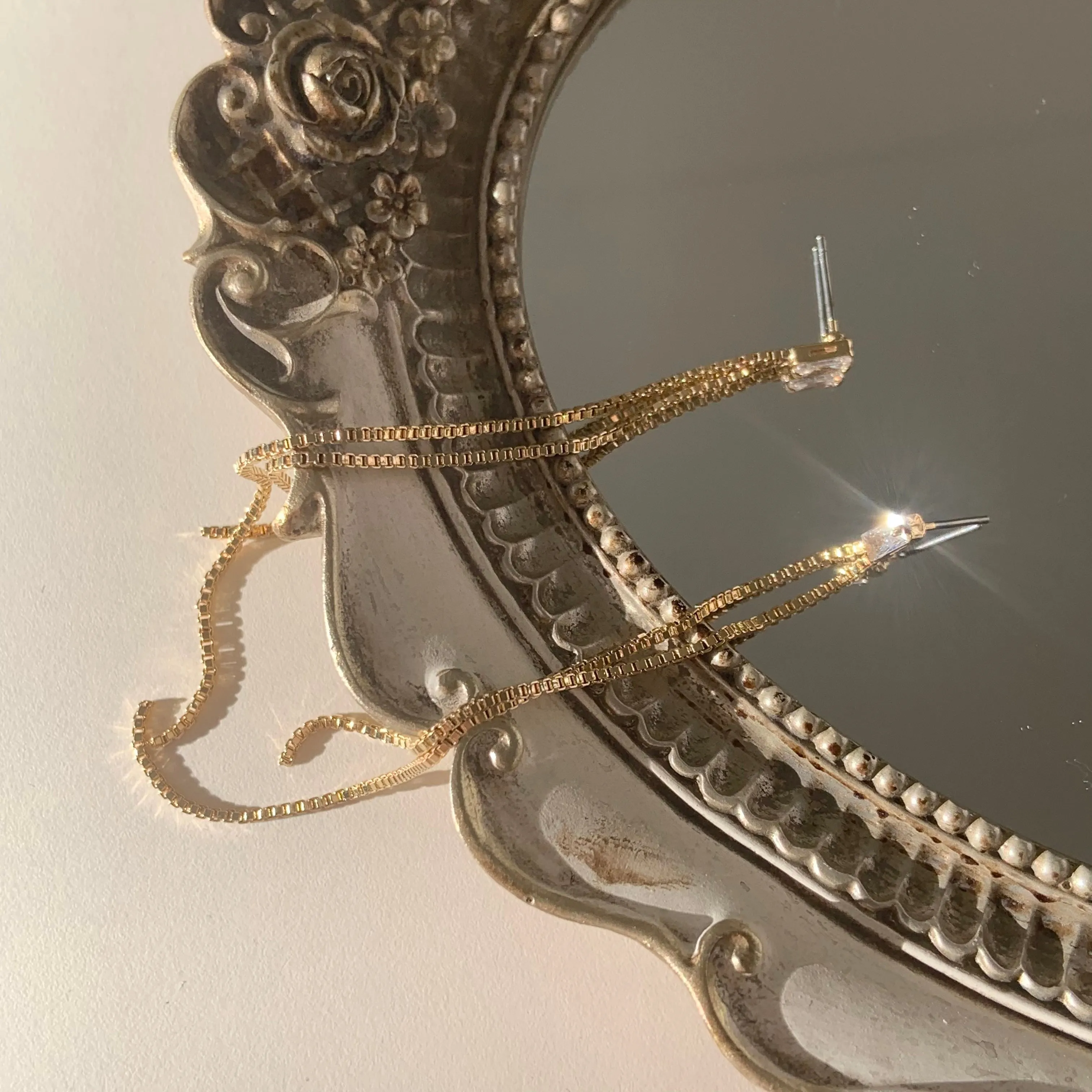 Penelope's Shiny Cubic Long Chain Earrings