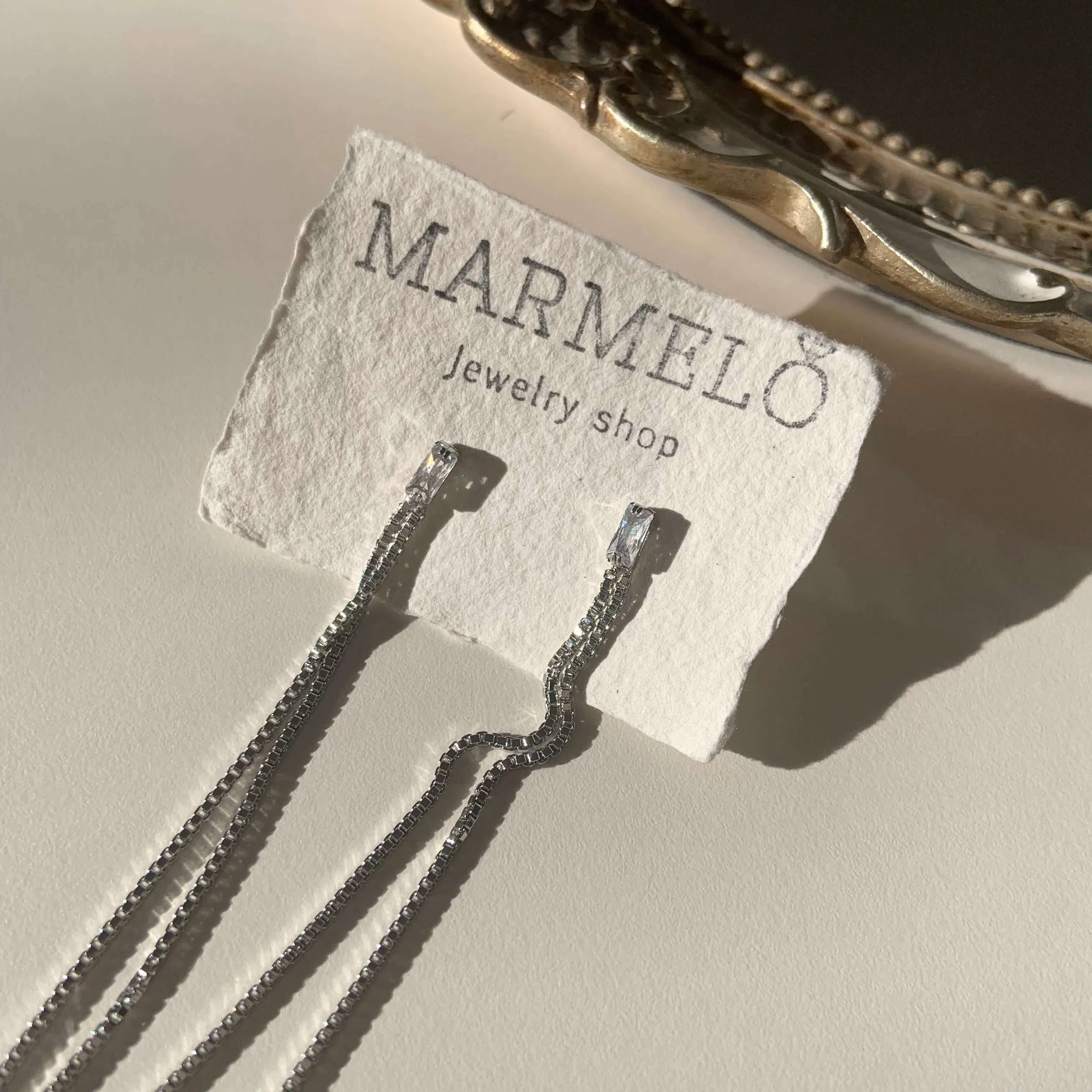 Penelope's Shiny Cubic Long Chain Earrings