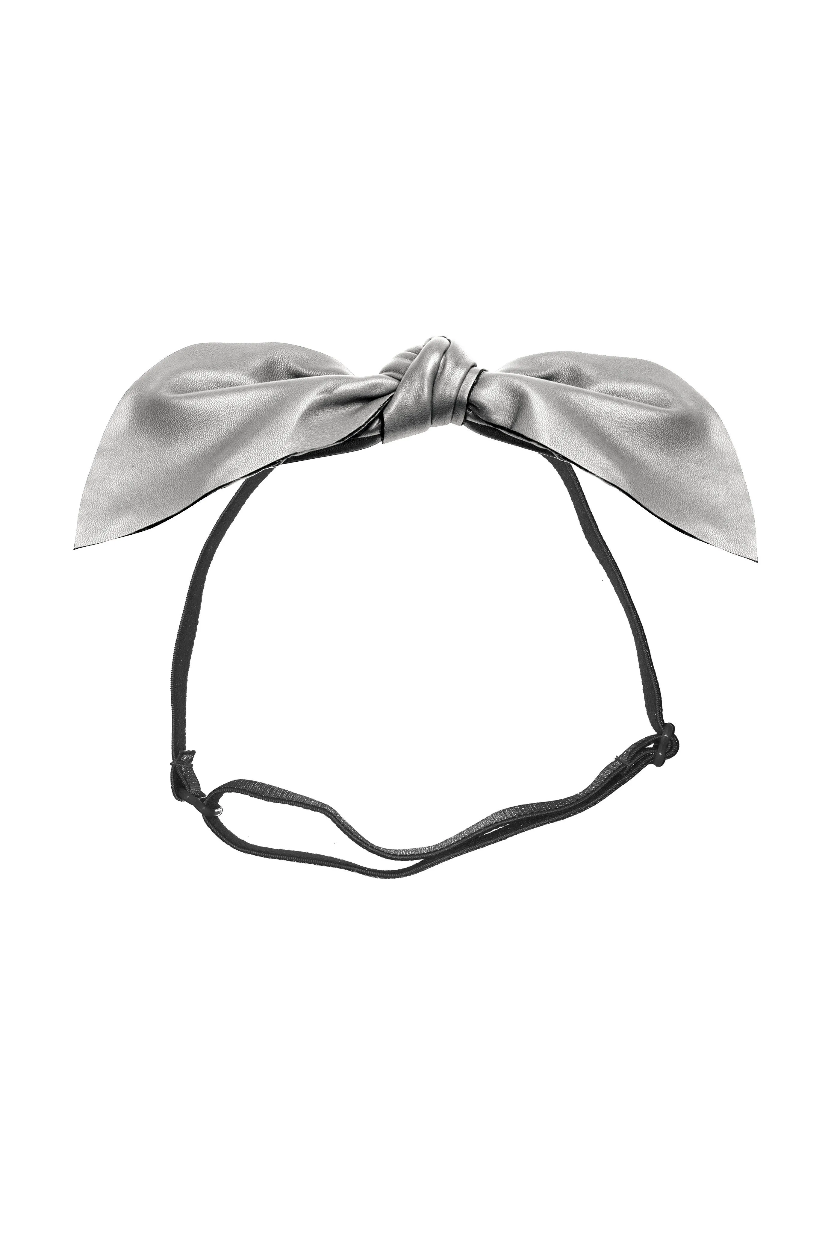 Perfect Leather Pointy Bow Wrap - Silver
