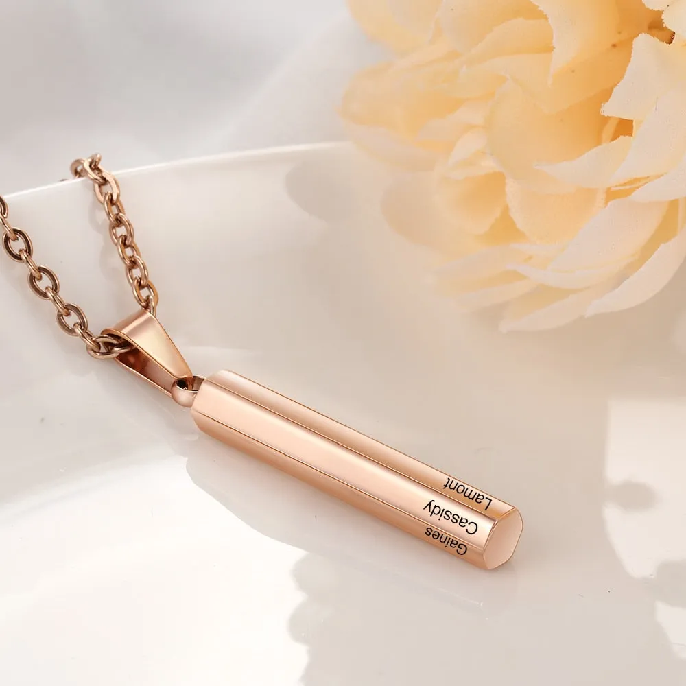 Personalized 6 Sides Engraving Necklaces For Women