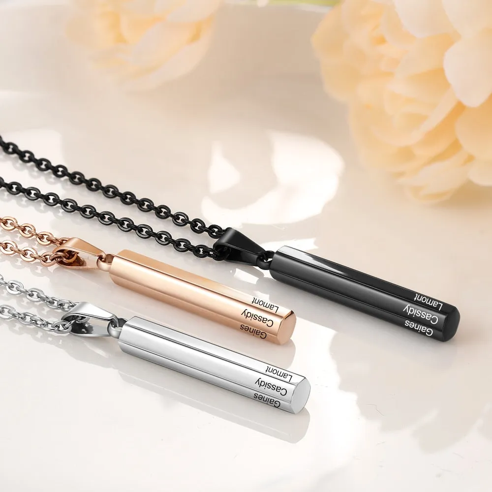 Personalized 6 Sides Engraving Necklaces For Women