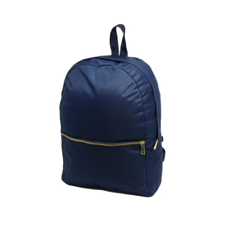 Personalized Nylon Blue Navy Brass Small Backpack