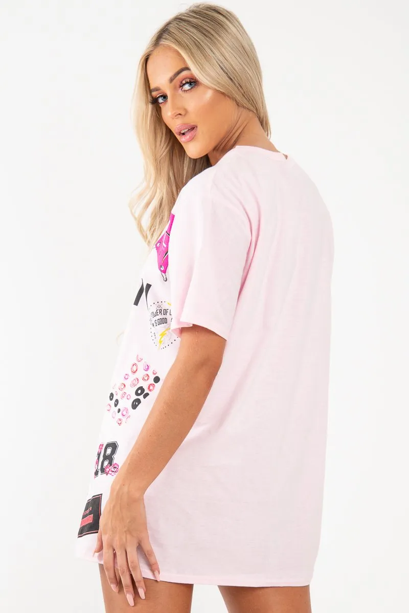 Pink Fashion Icon Slogan Print T-Shirt - Raeonna