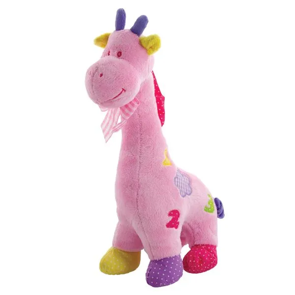 Pink Plush Baby Giraffe Rattle