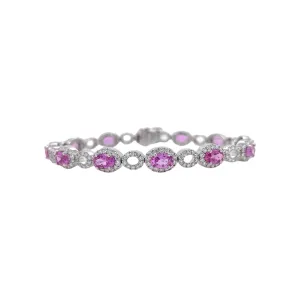 Pink Sapphire & Diamond Open Link Bracelet