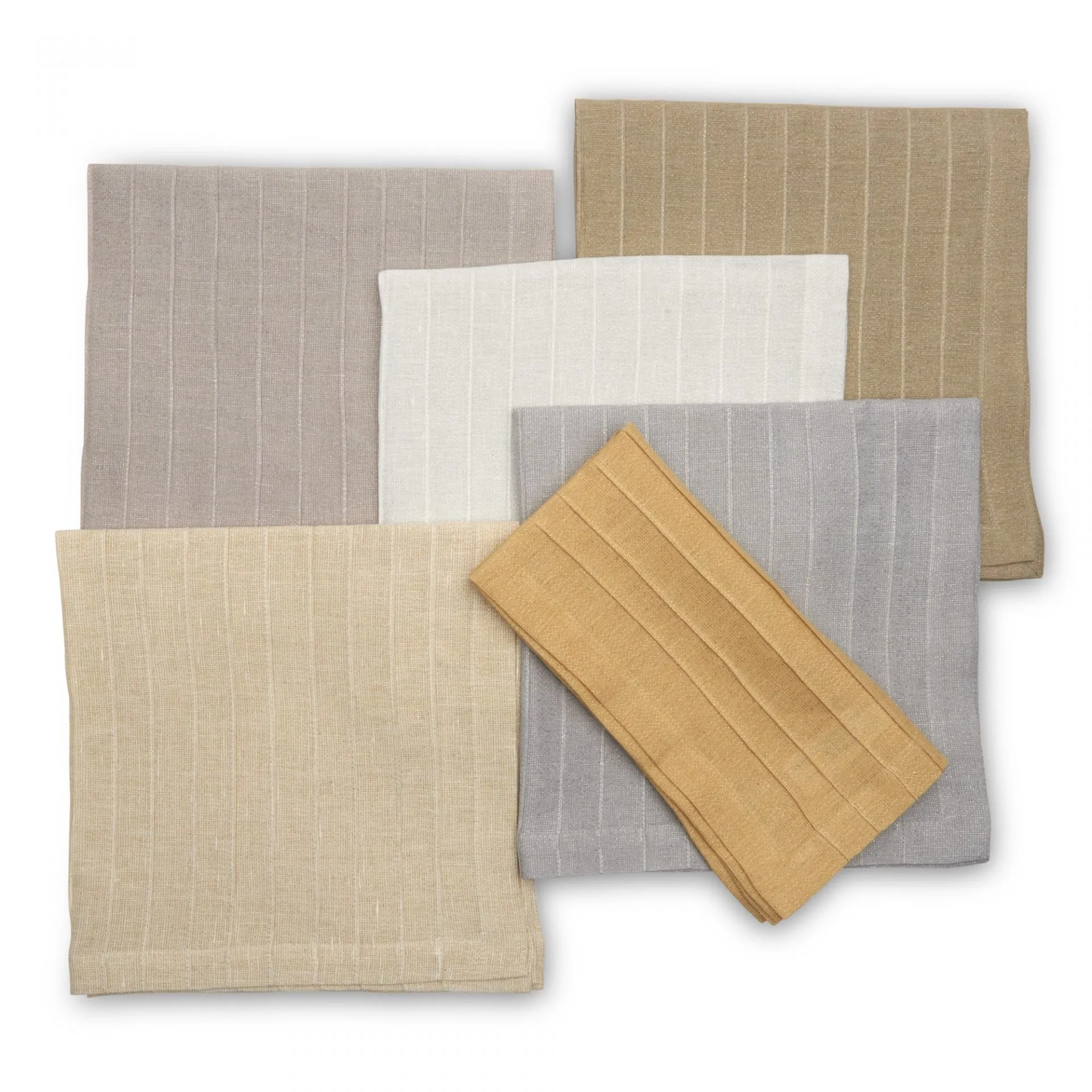 Pleated Metallic Napkin Gold/White