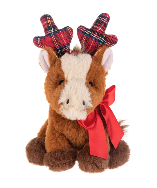 Plush Horse with Plaid Antlers
