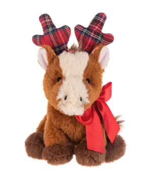 Plush Horse with Plaid Antlers
