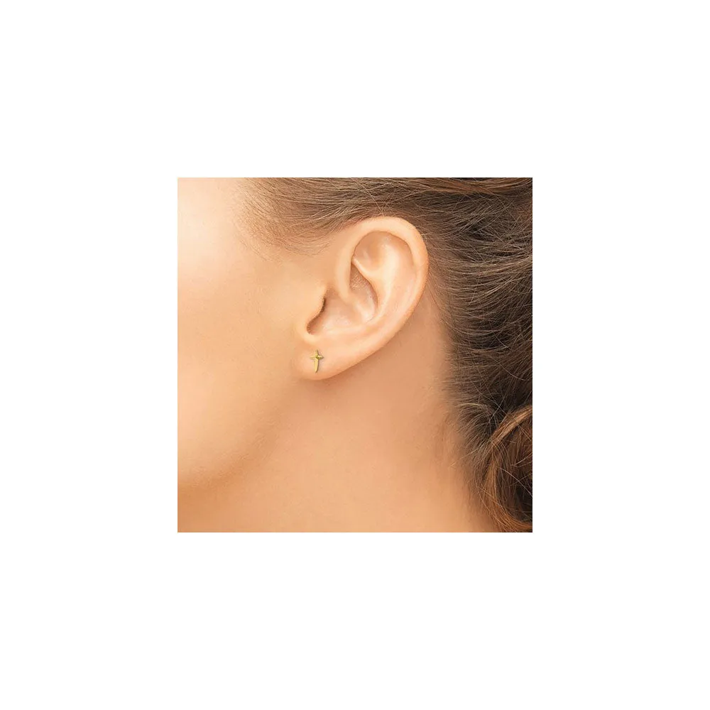 Pointy Cross Friction Stud Earrings (14K)