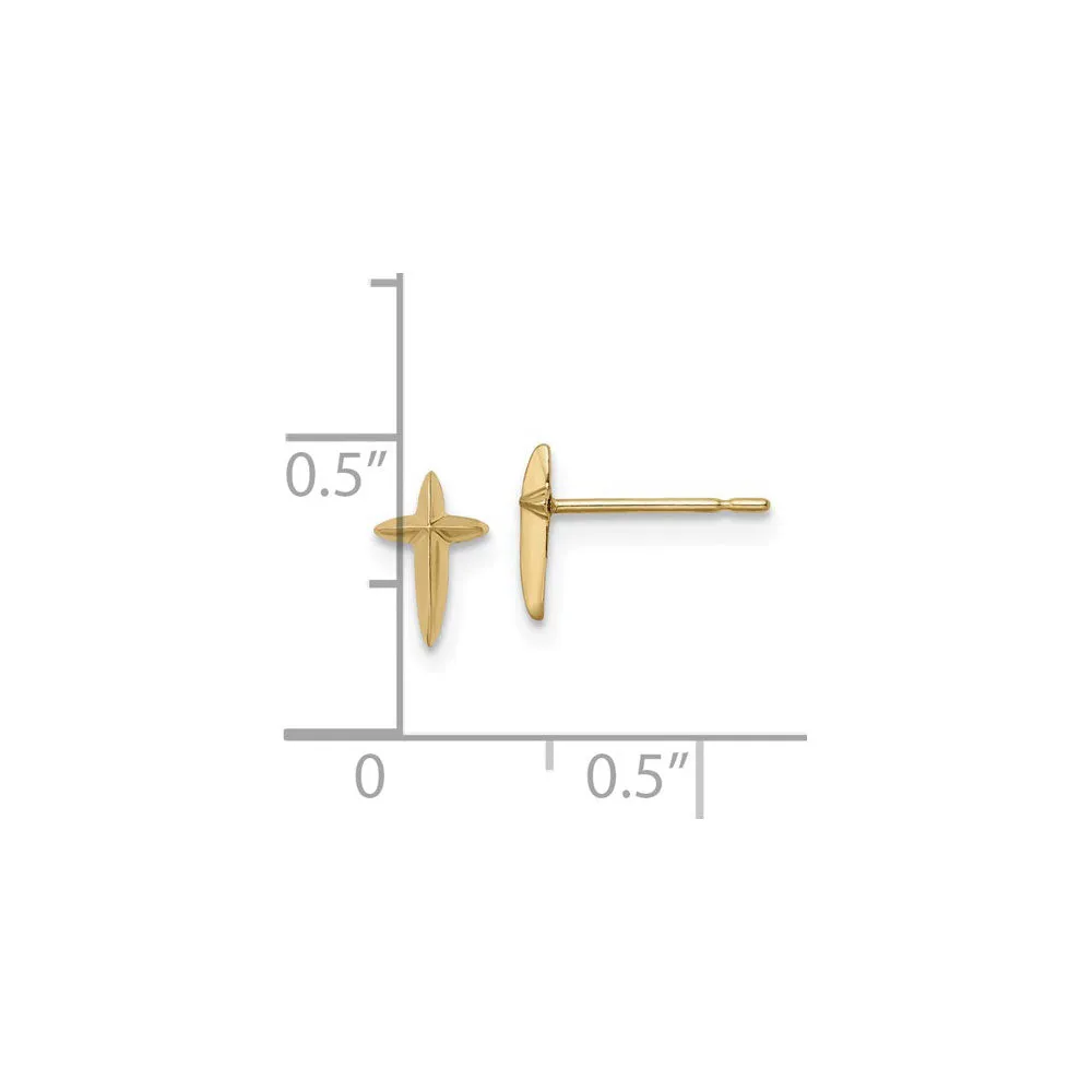 Pointy Cross Friction Stud Earrings (14K)