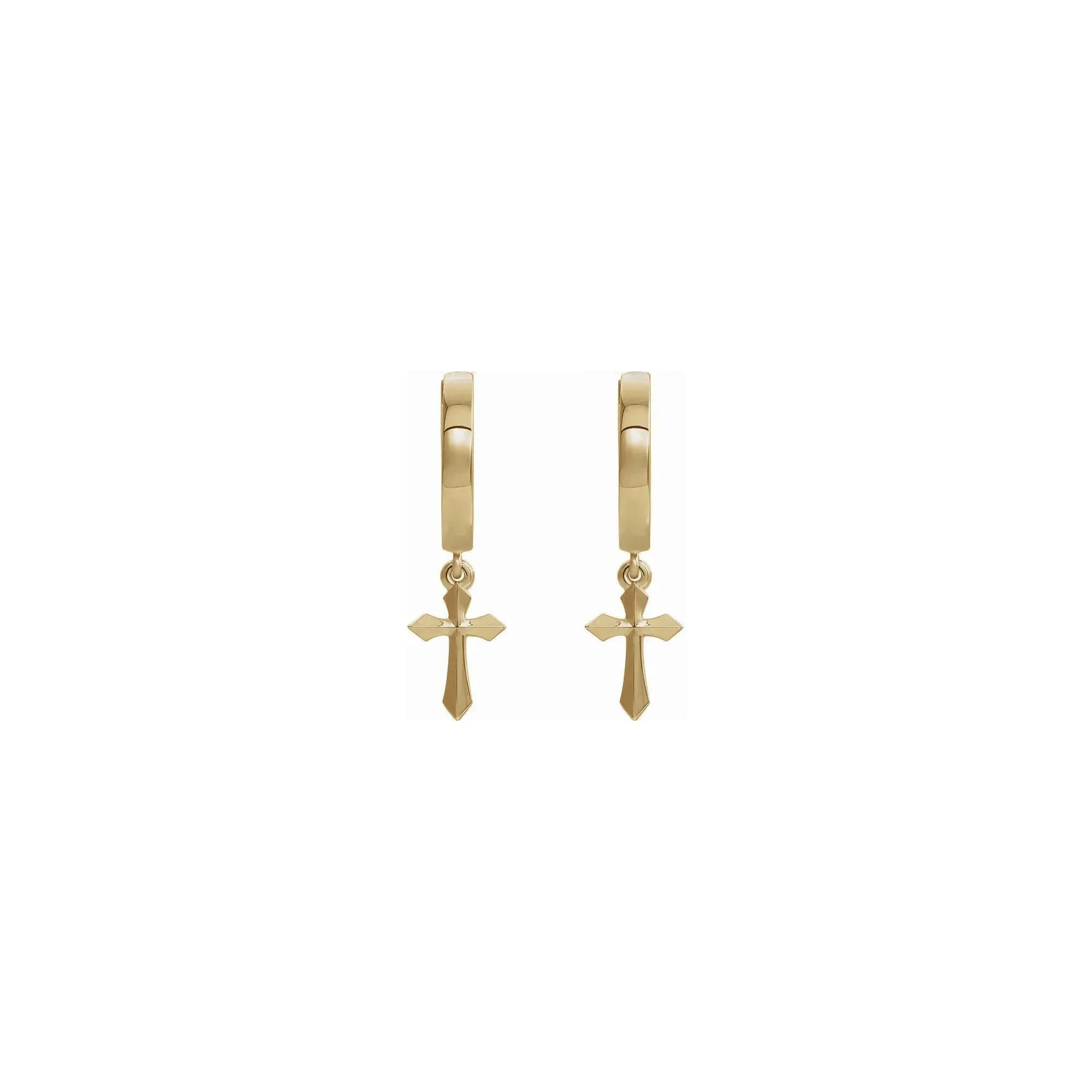 Pointy Cross Hanging Hoop Earrings