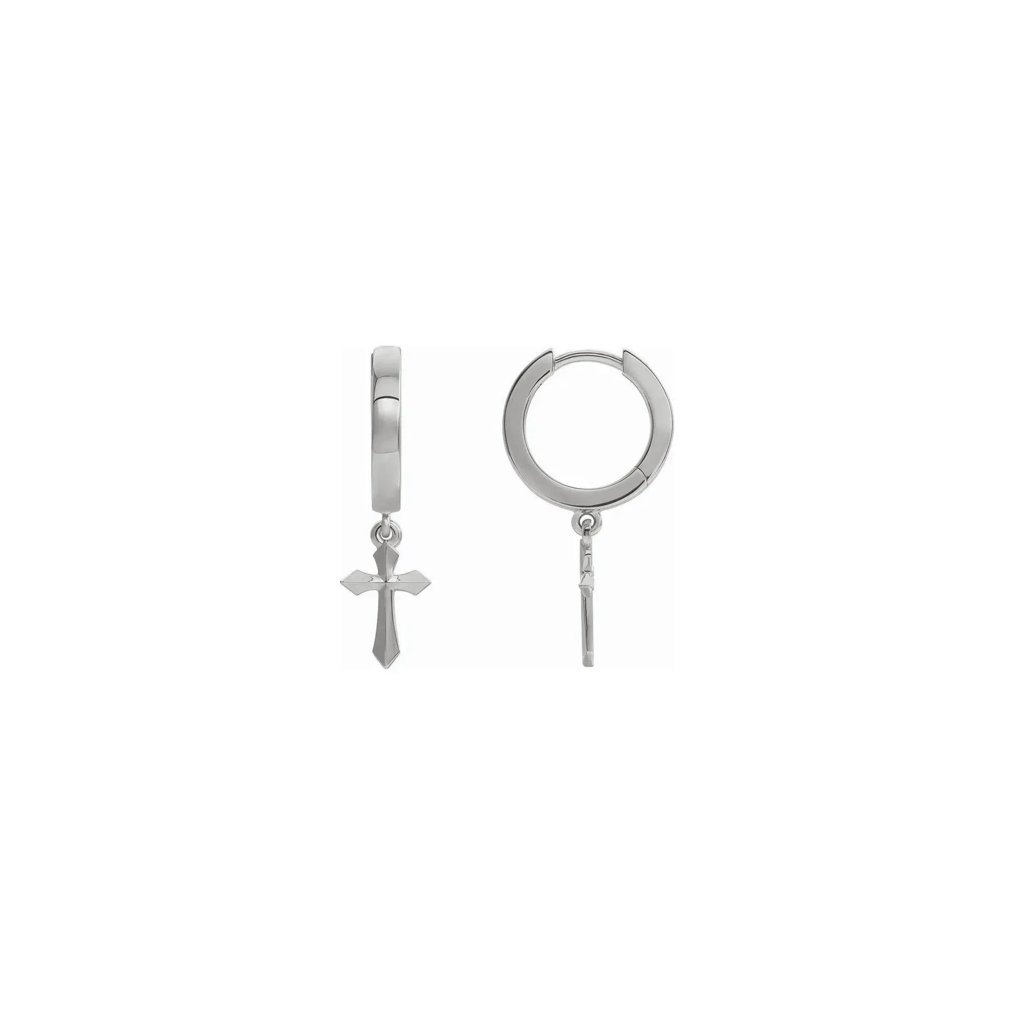 Pointy Cross Hanging Hoop Earrings