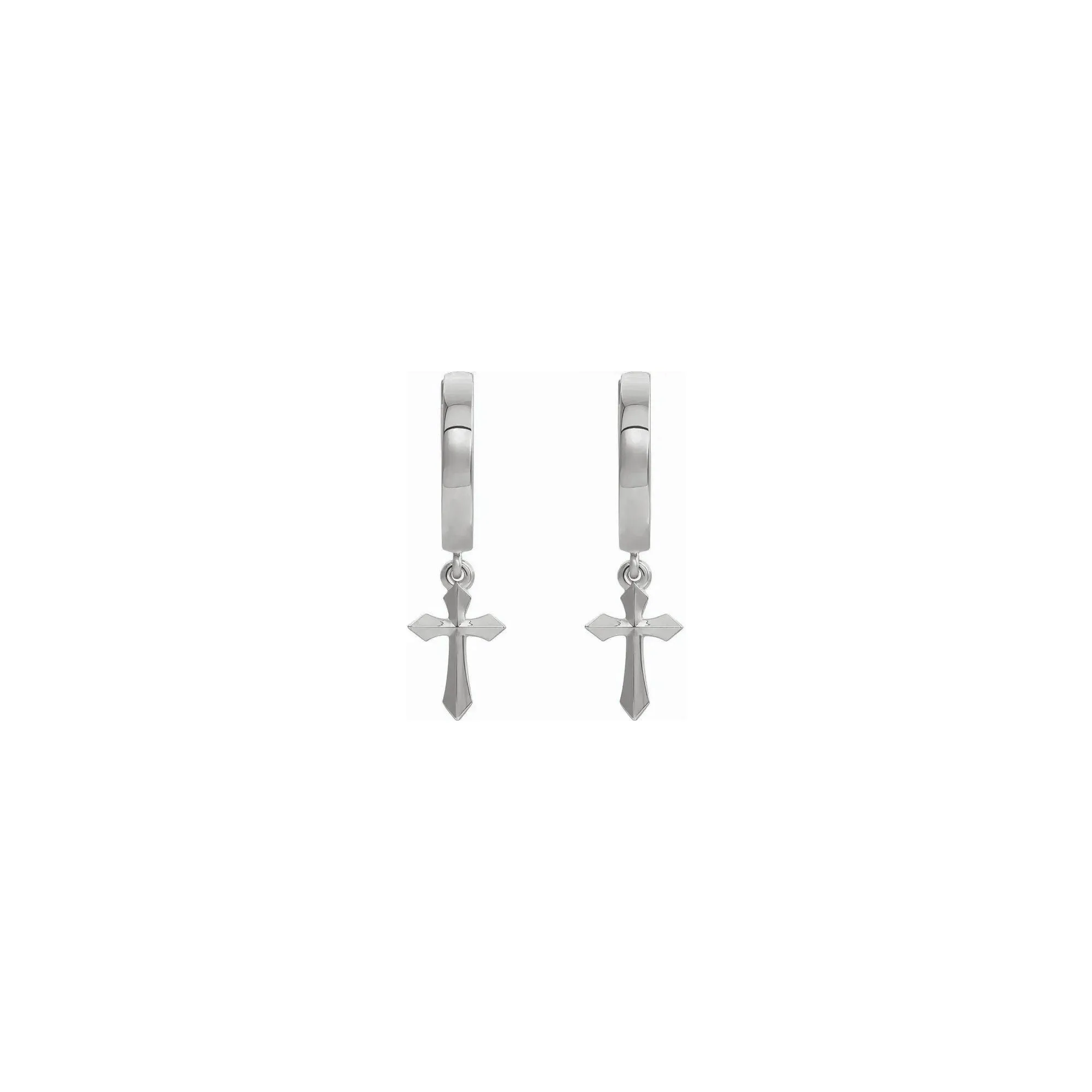 Pointy Cross Hanging Hoop Earrings