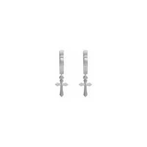 Pointy Cross Hanging Hoop Earrings