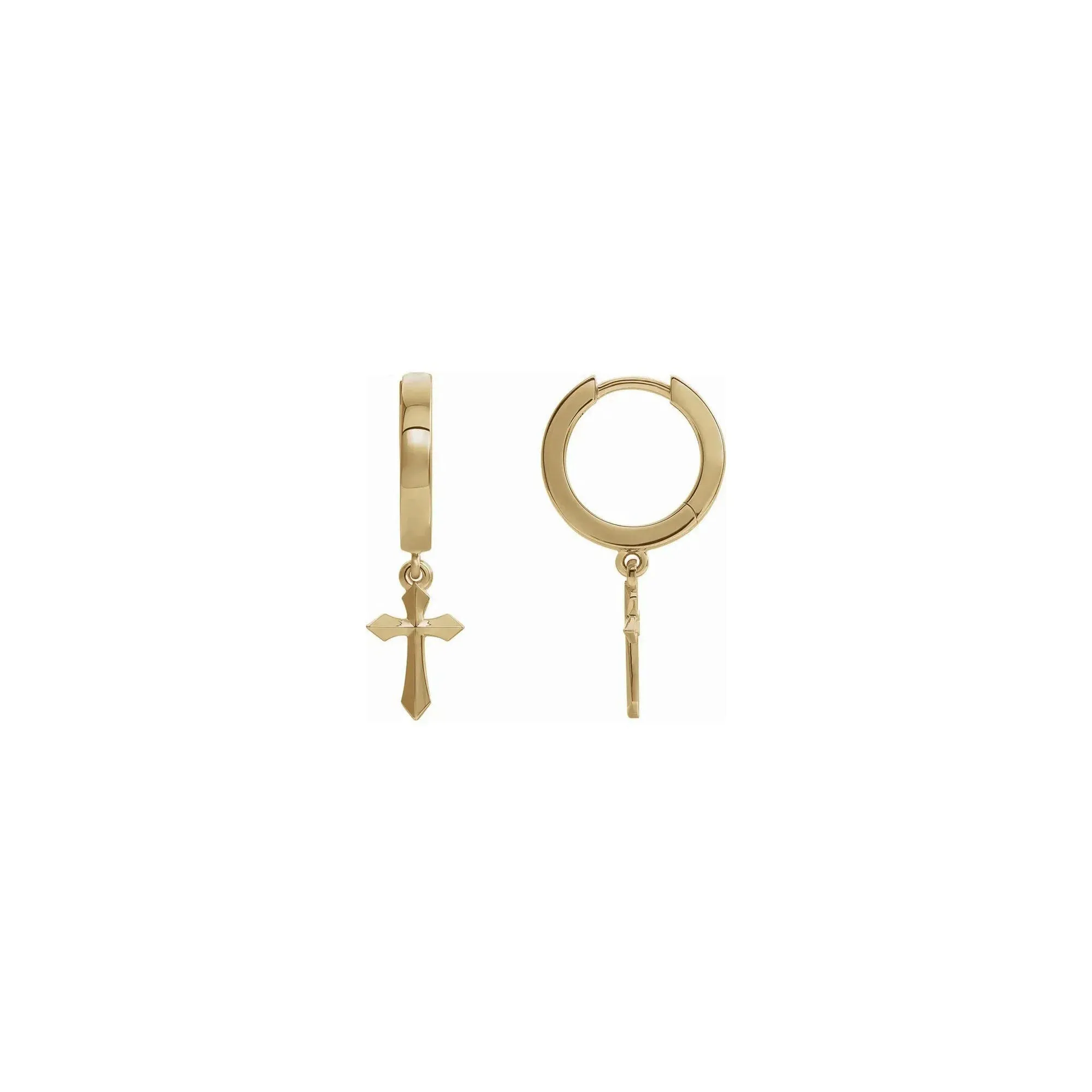 Pointy Cross Hanging Hoop Earrings