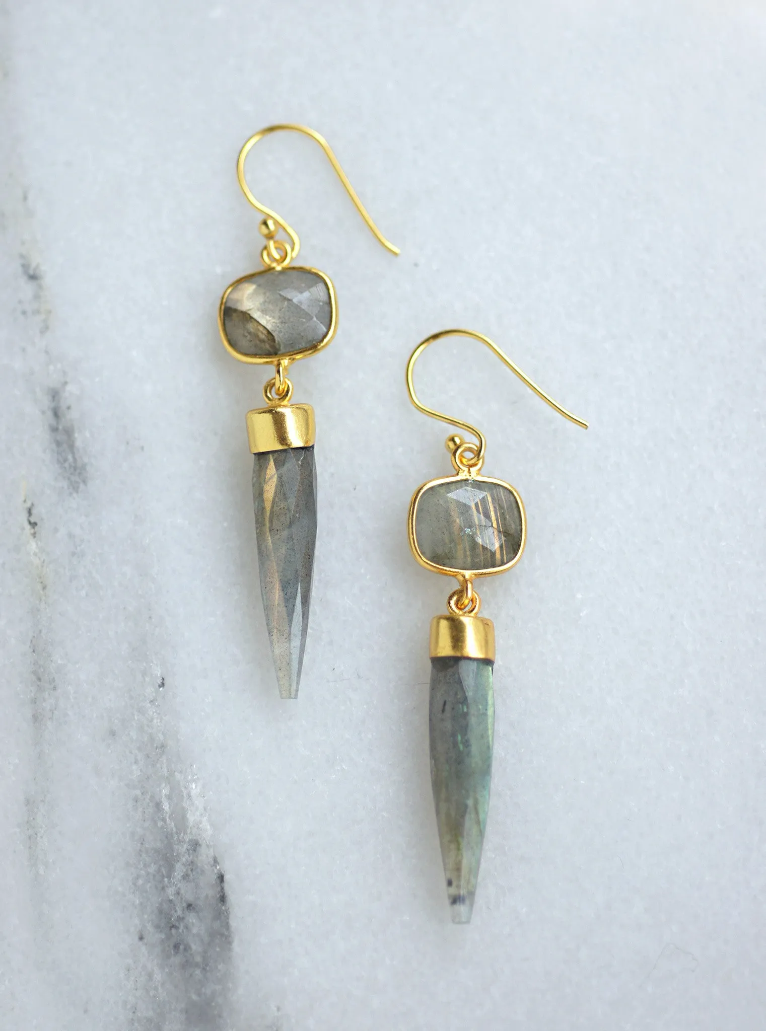 Pointy Cushion Gemstone Earrings