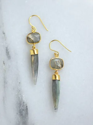Pointy Cushion Gemstone Earrings