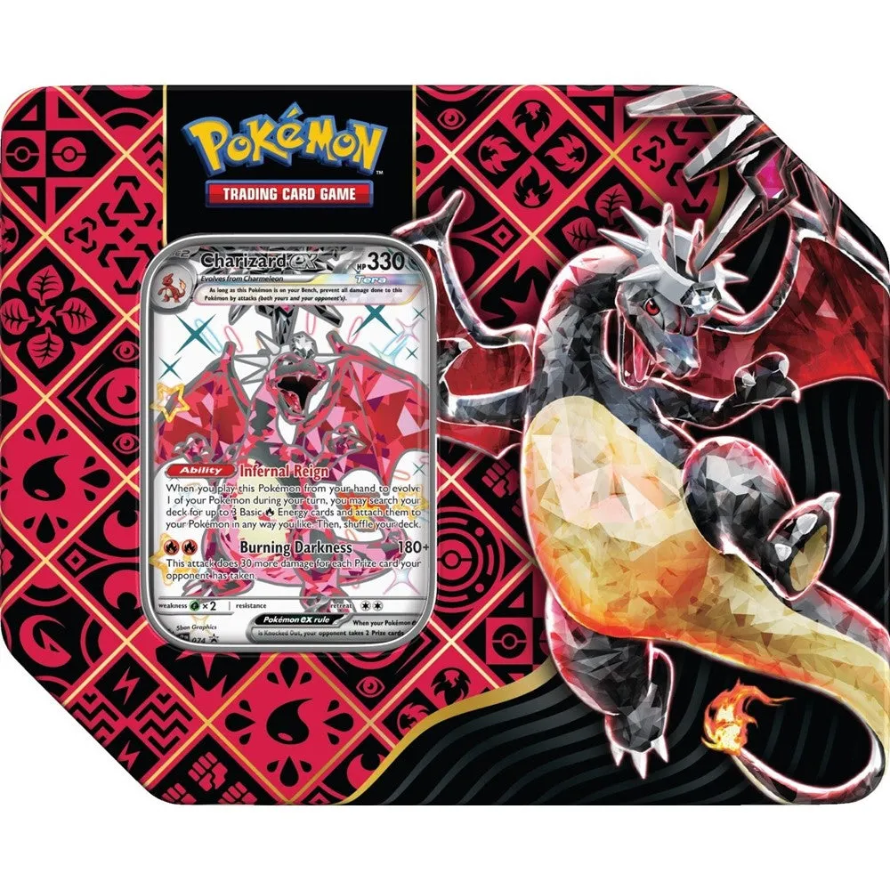 Pokemon: Scarlet & Violet | Paldean Fates 5 Booster Tin - Tera Charizard ex