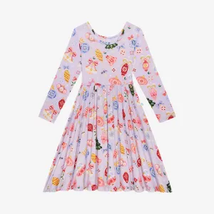 Posh Peanut Holly Long Sleeve Basic Twirl Dress