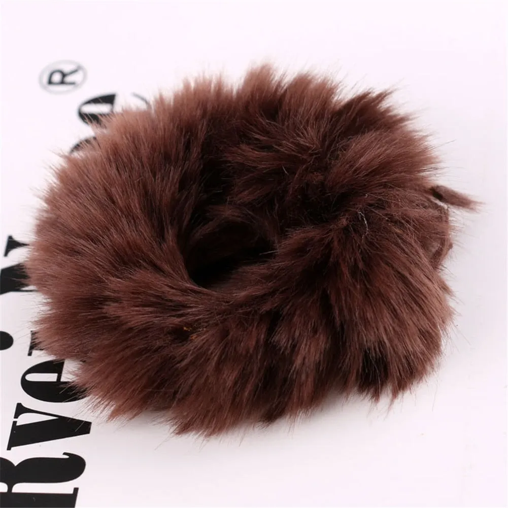 Powder Puff Faux Fur Elastic Hair Band