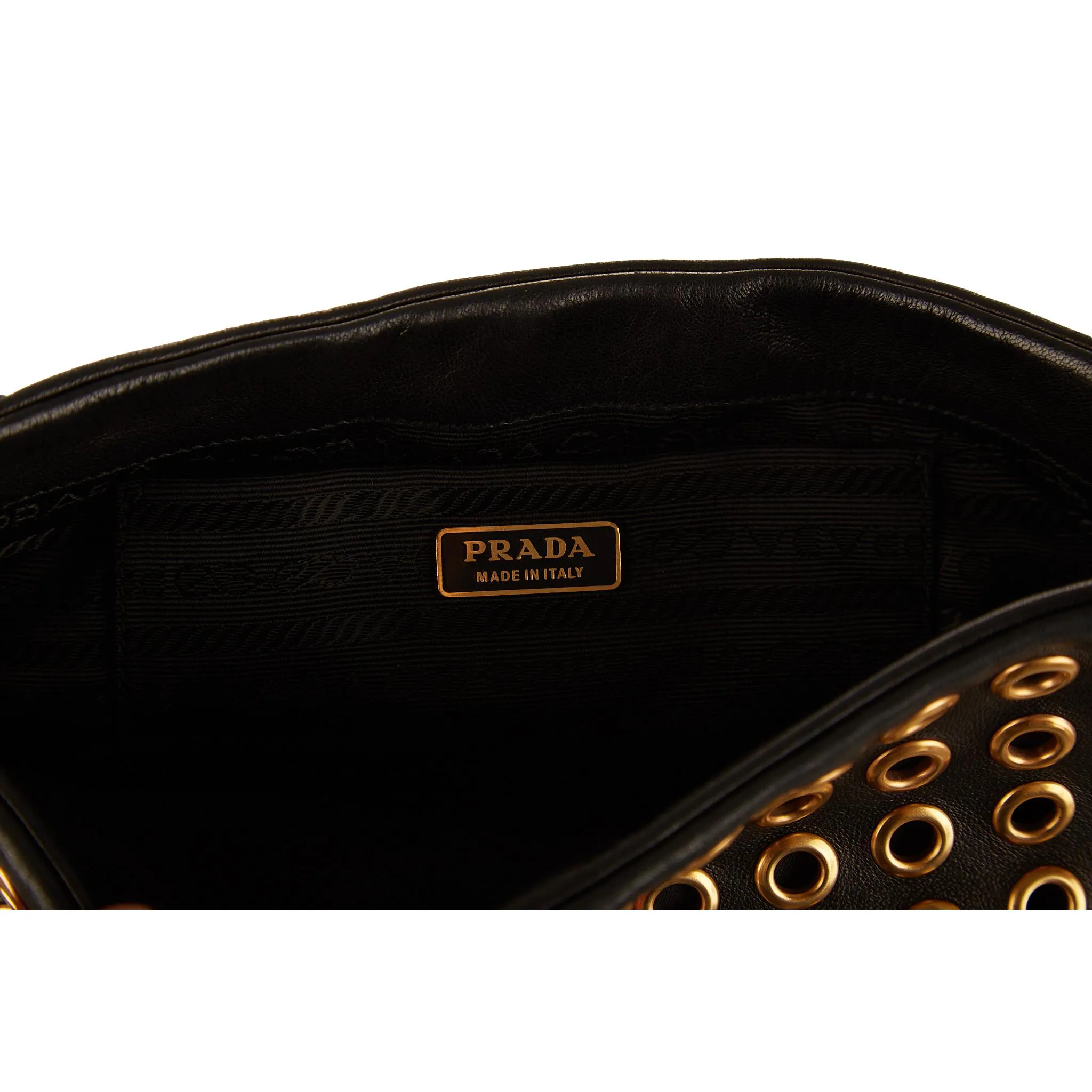 Prada Black Grommet Shoulder Bag