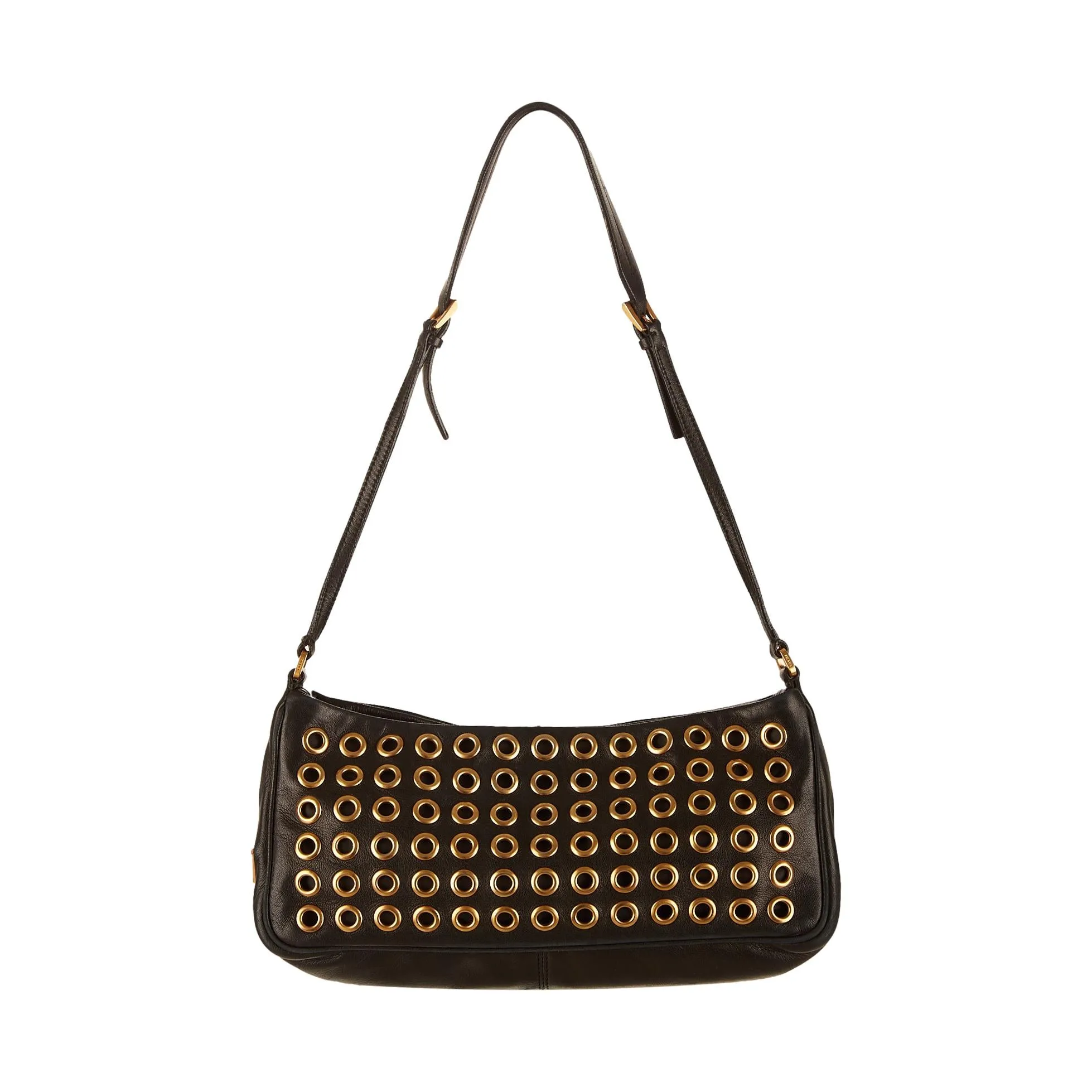 Prada Black Grommet Shoulder Bag