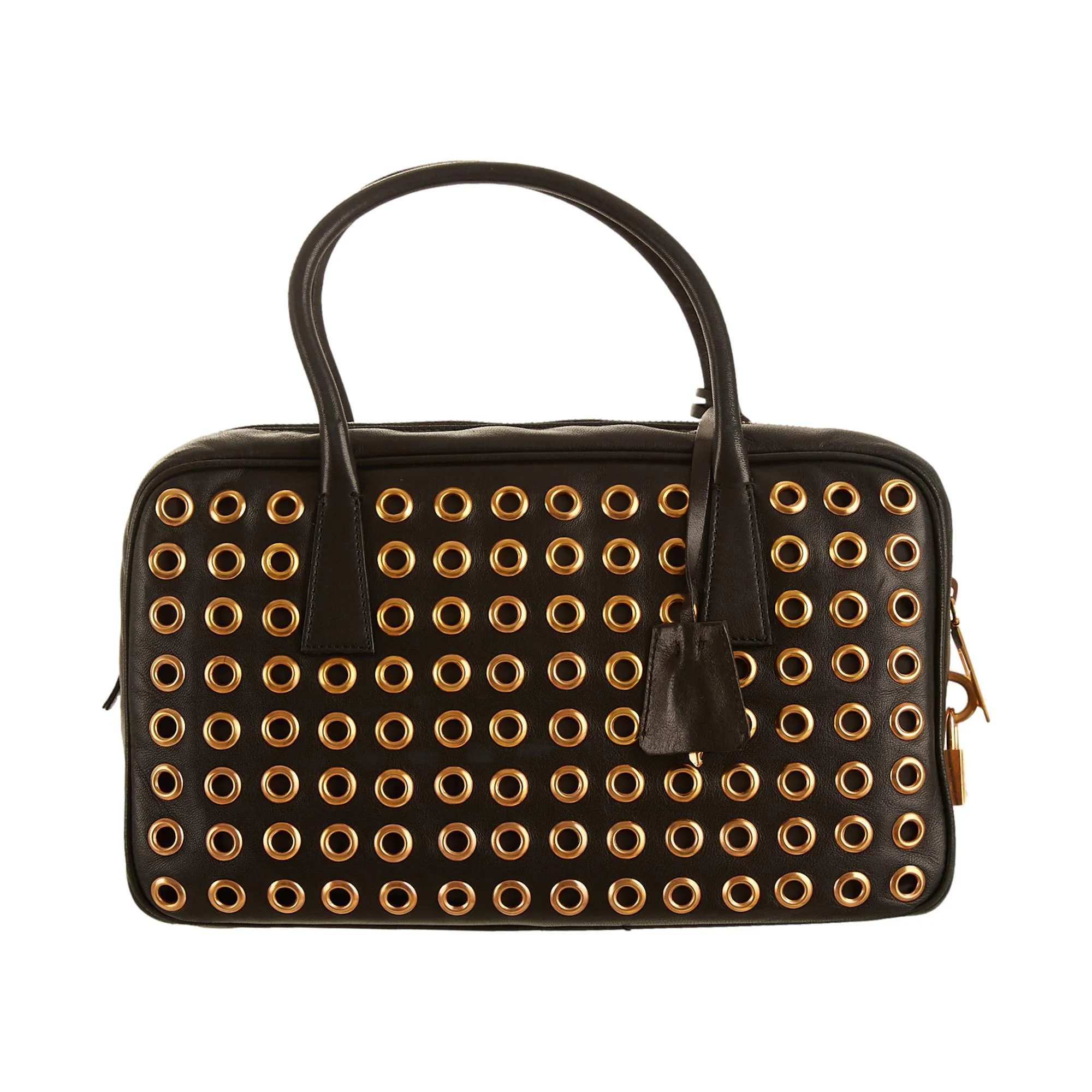 Prada Black Grommet Top Handle Bag