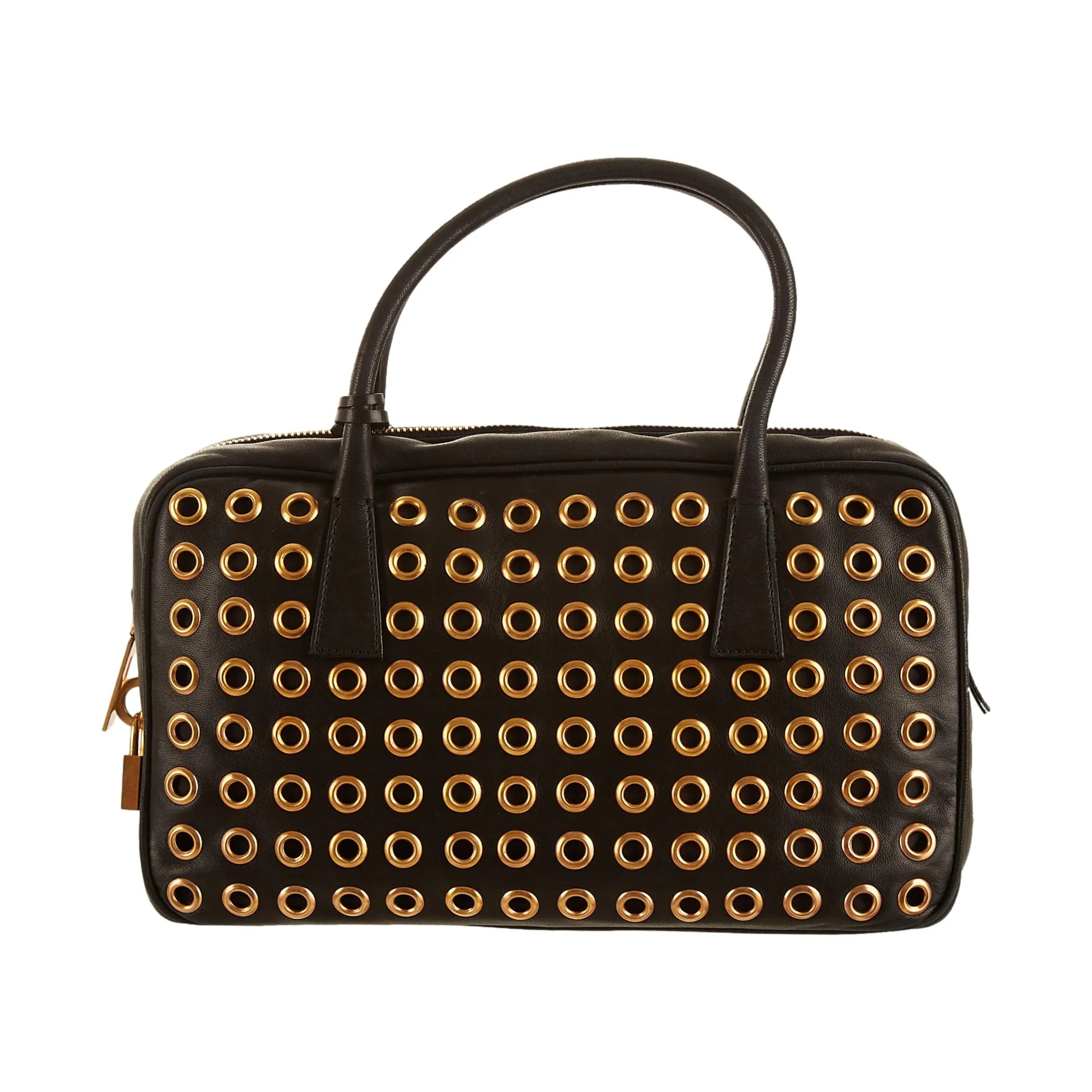 Prada Black Grommet Top Handle Bag