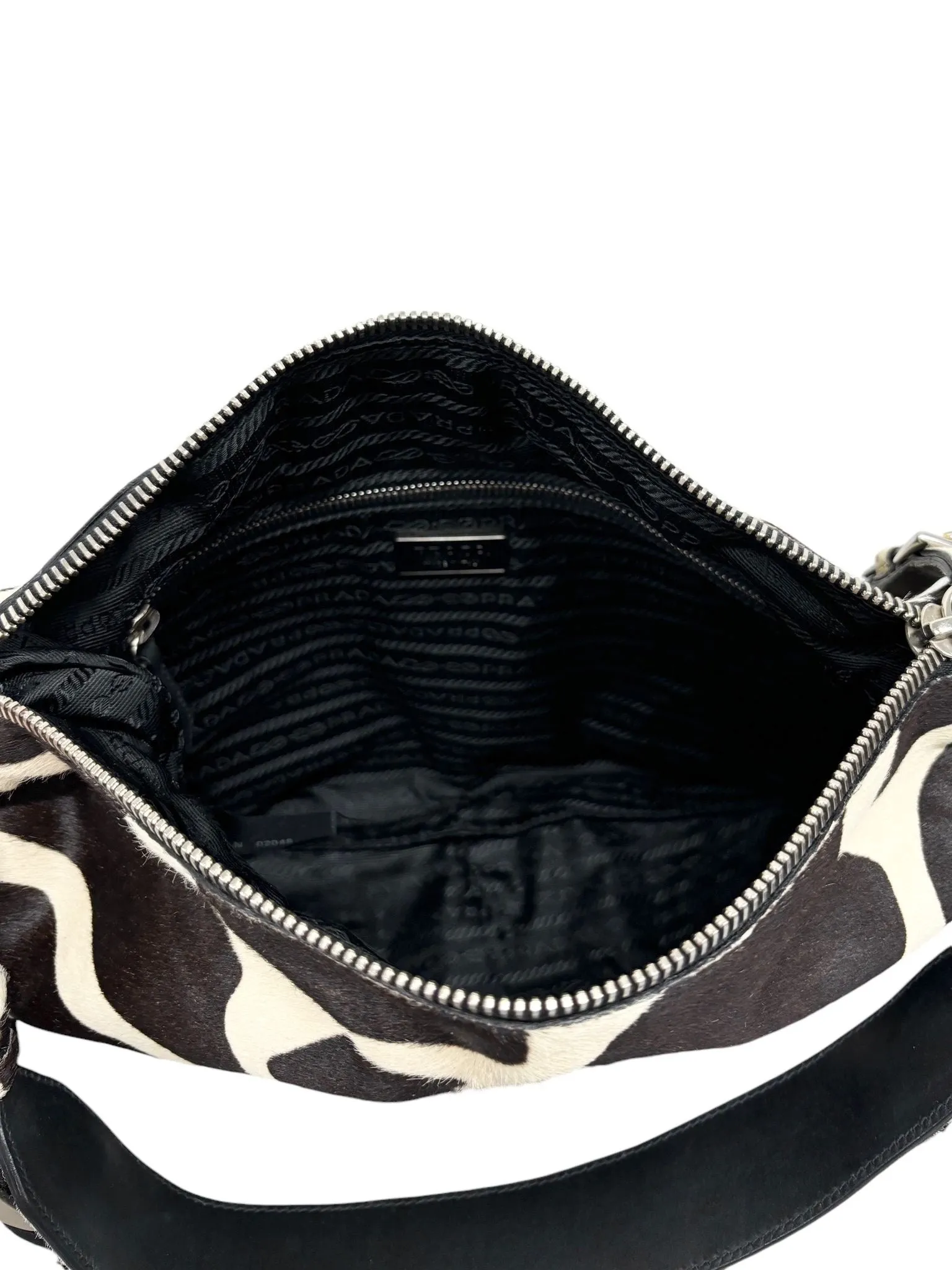 Prada Black   White Giraffe Print Shoulder Bag