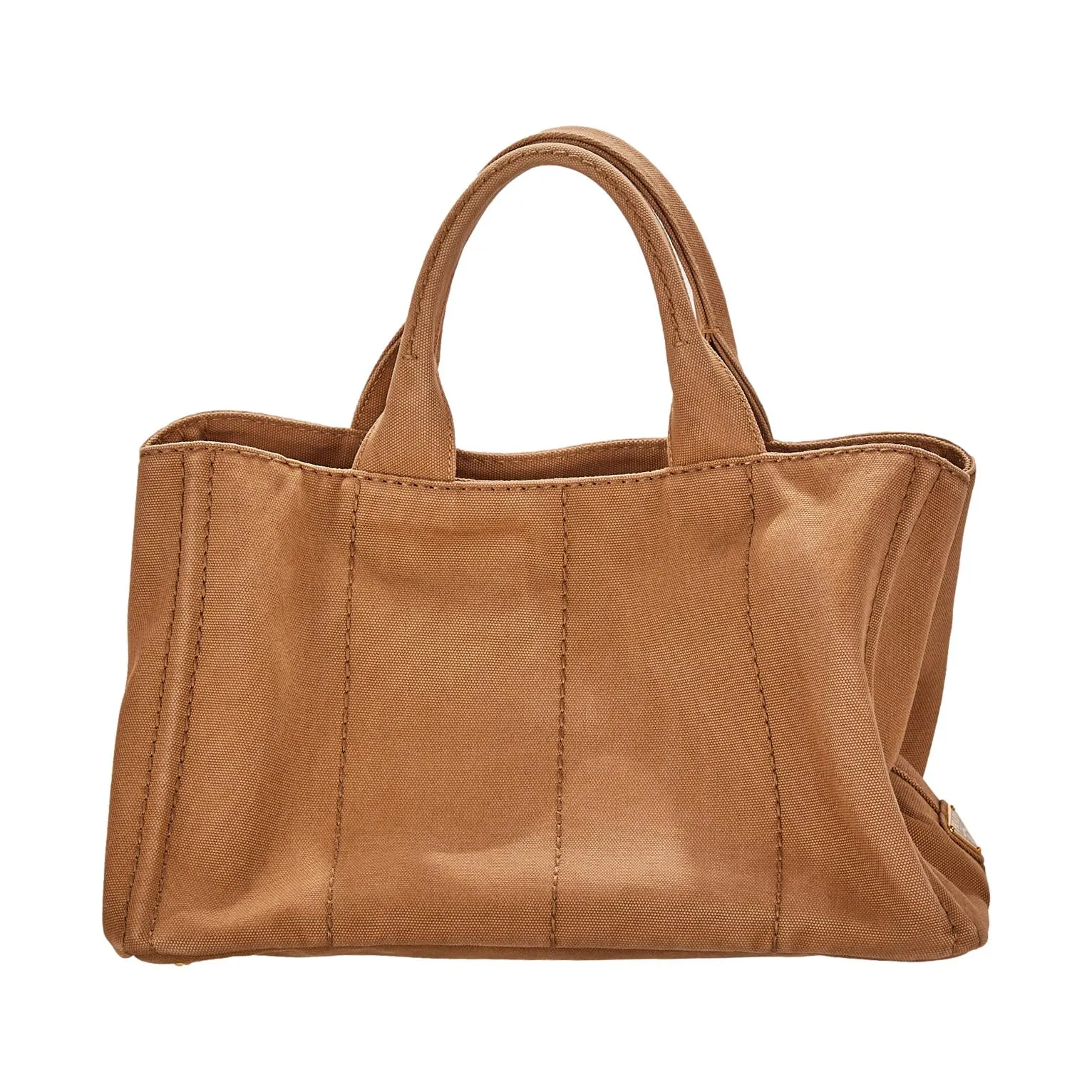 Prada Camel Jumbo Logo Canapa Tote