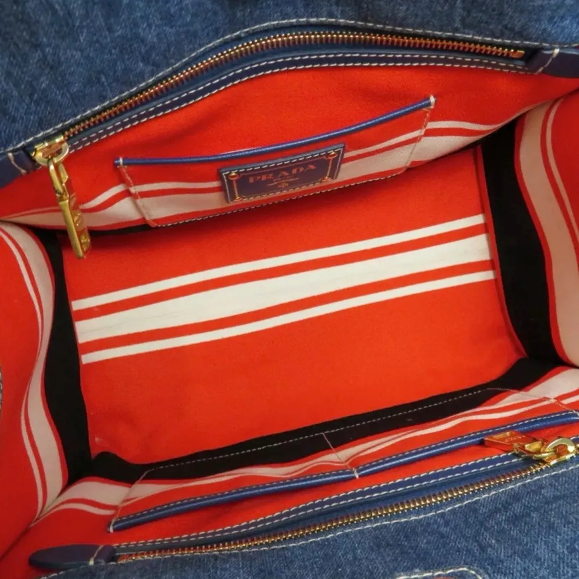 Prada Denim Logo 2way Bag