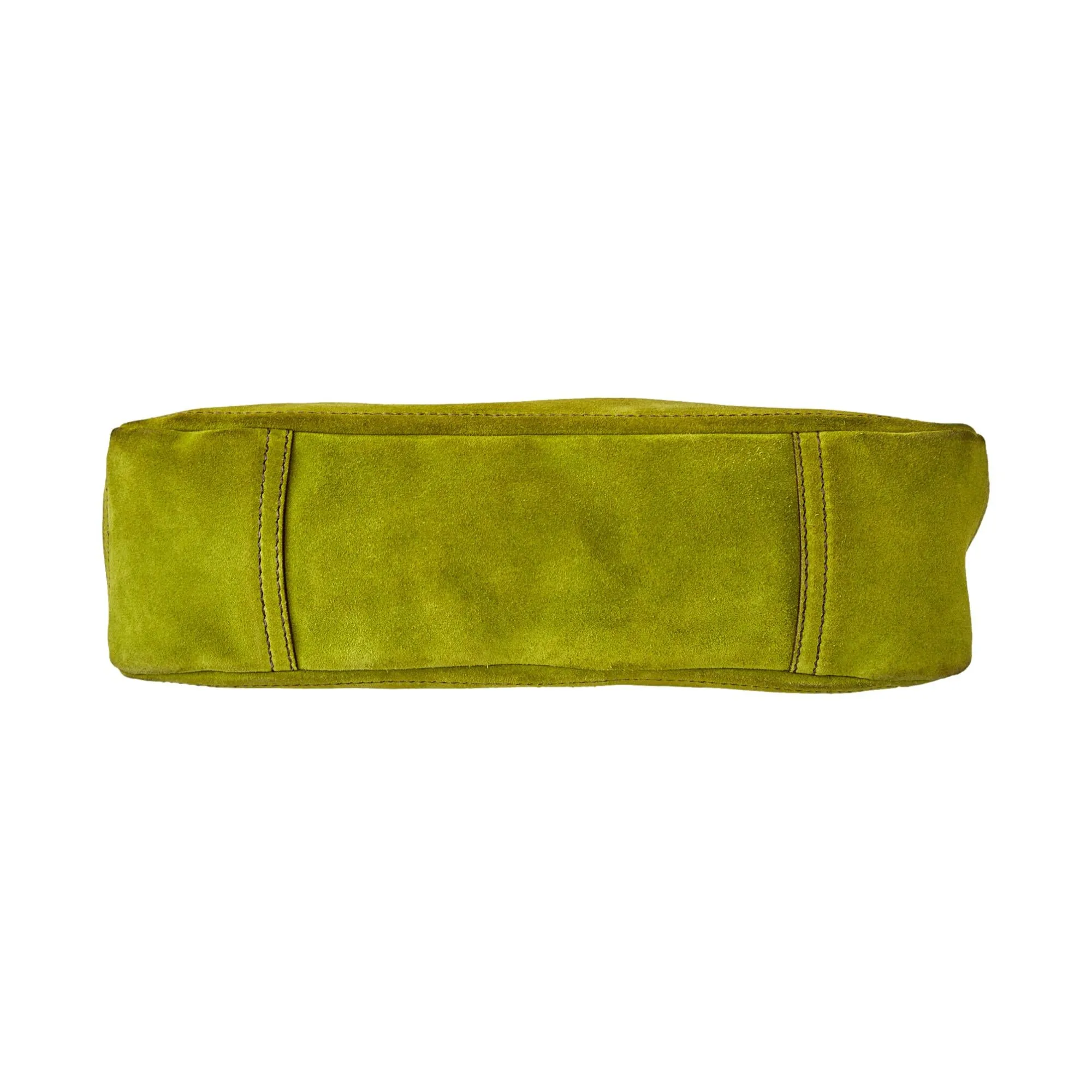 Prada Green Suede Logo Shoulder Bag