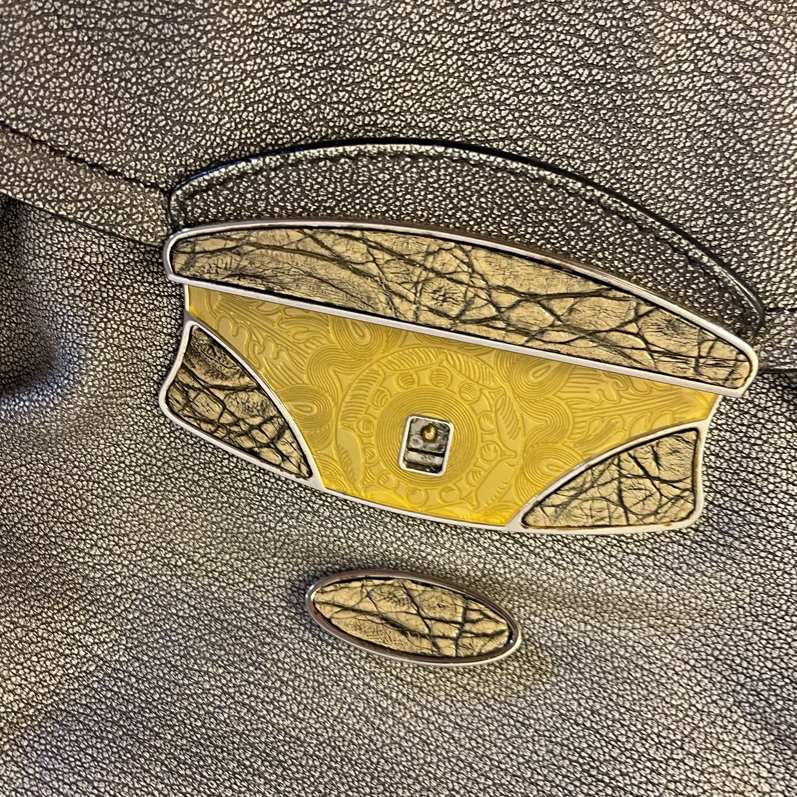 Prada Grey Leather Shoulder Bag