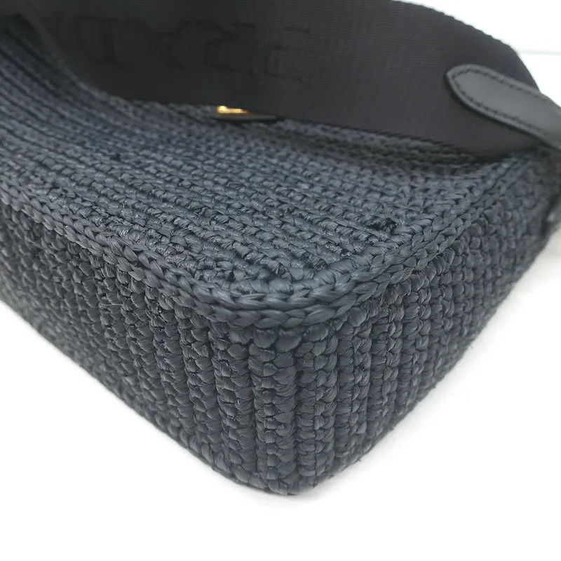 Prada Re-Edition 2005 Crochet Raffia Crossbody Black Small Shoulder Bag NEW