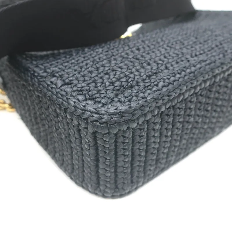 Prada Re-Edition 2005 Crochet Raffia Crossbody Black Small Shoulder Bag NEW