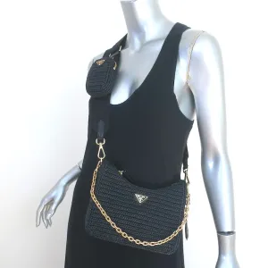 Prada Re-Edition 2005 Crochet Raffia Crossbody Black Small Shoulder Bag NEW