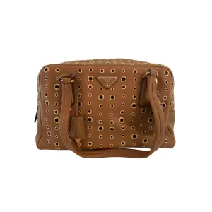 Prada Tan Grommet Shoulder Bag