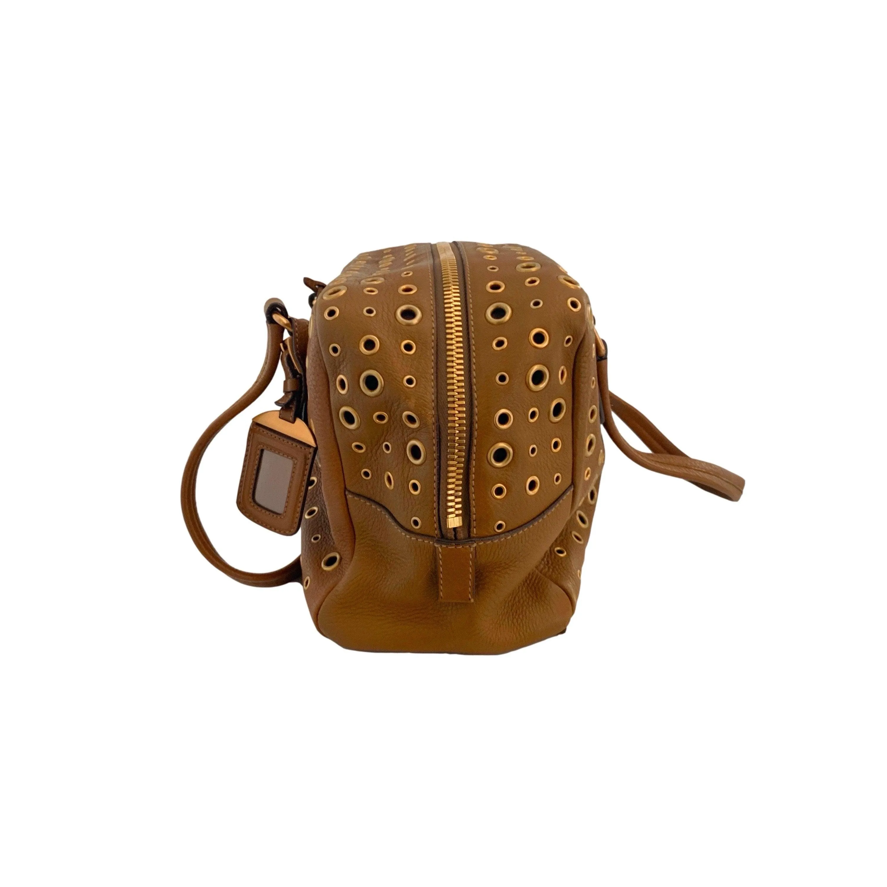 Prada Tan Grommet Shoulder Bag