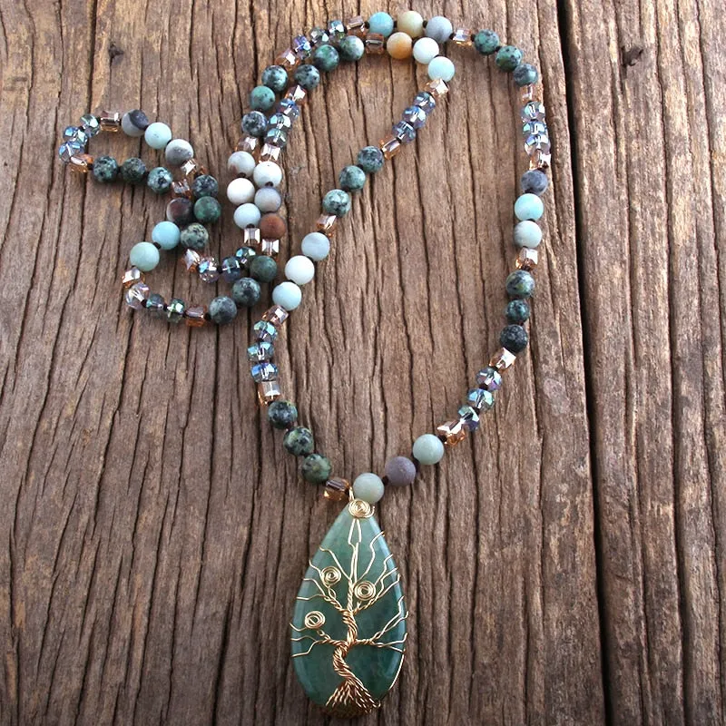Precious Natural Glass/Stone Crystal Necklace