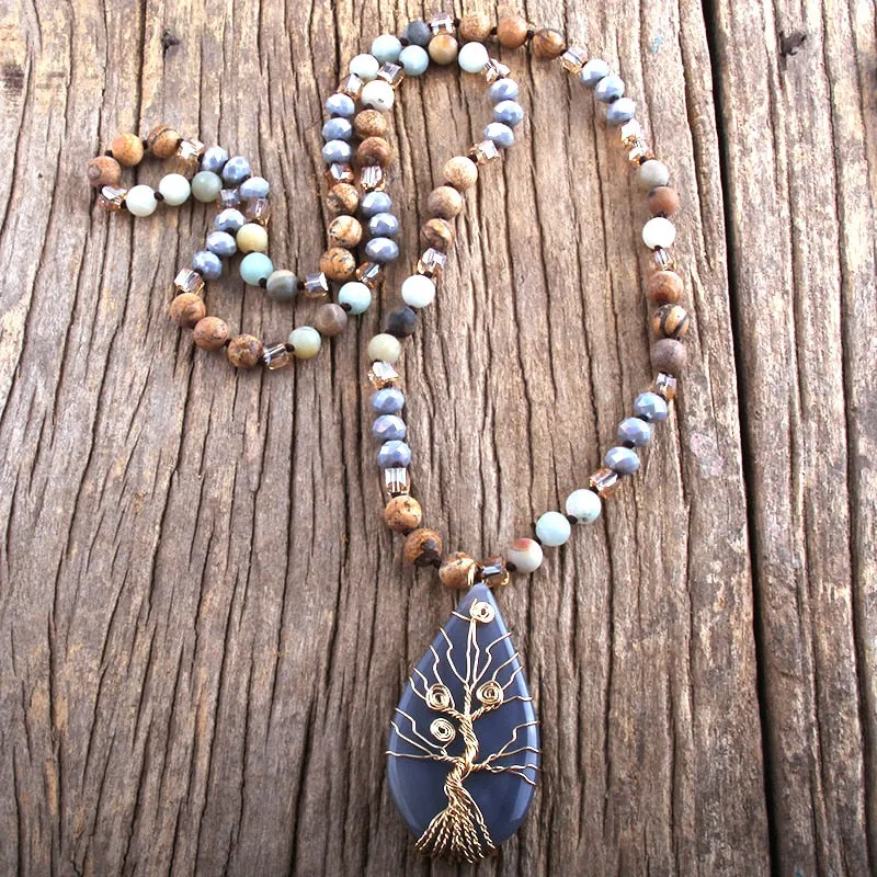 Precious Natural Glass/Stone Crystal Necklace