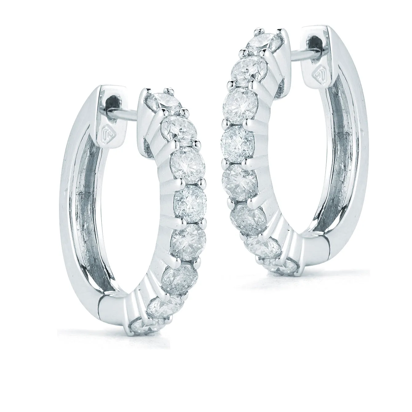 Prong Set Huggies Made In 14K White Gold