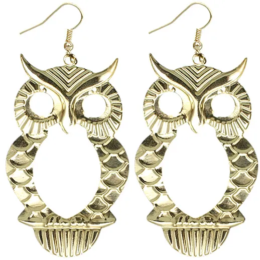 Purple Cutout Dangle Hoot Owl Earrings