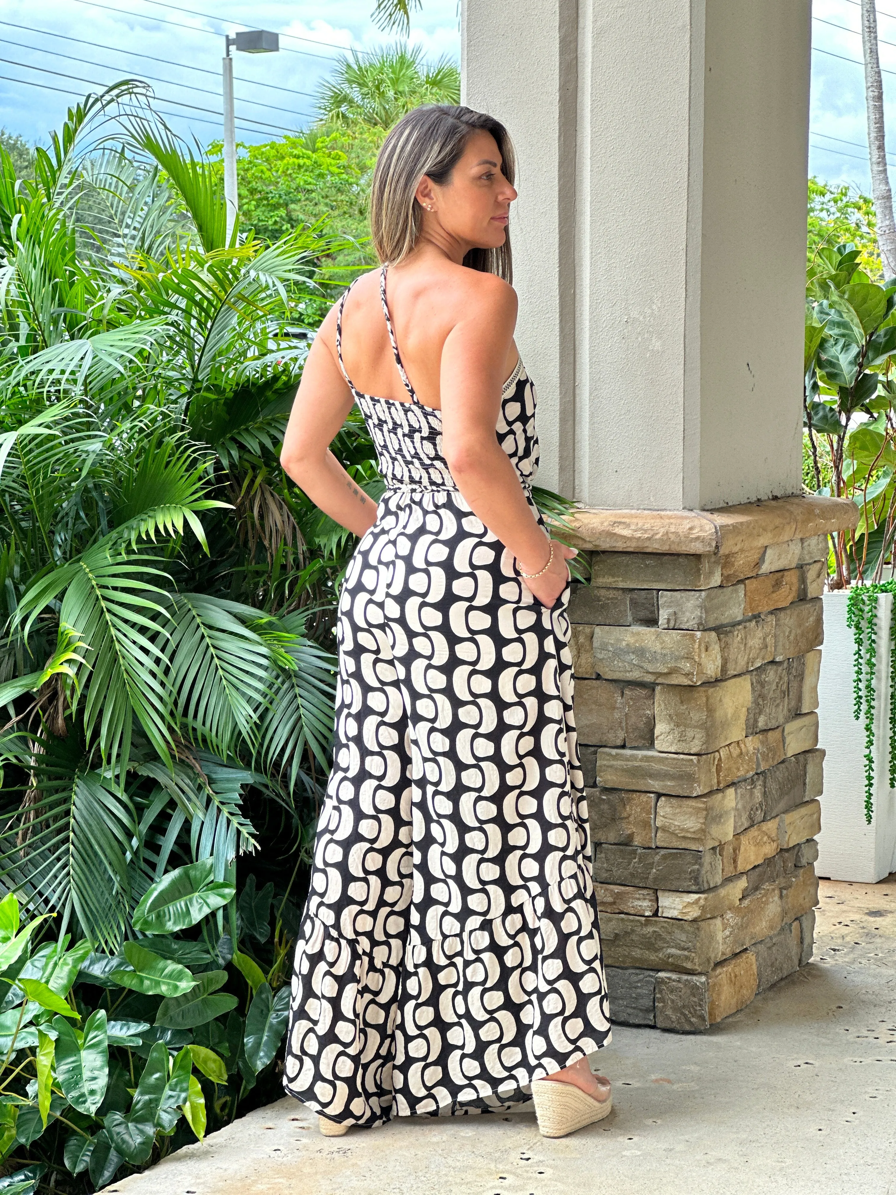 "Illa" Printed One shoulder Jumpsuit