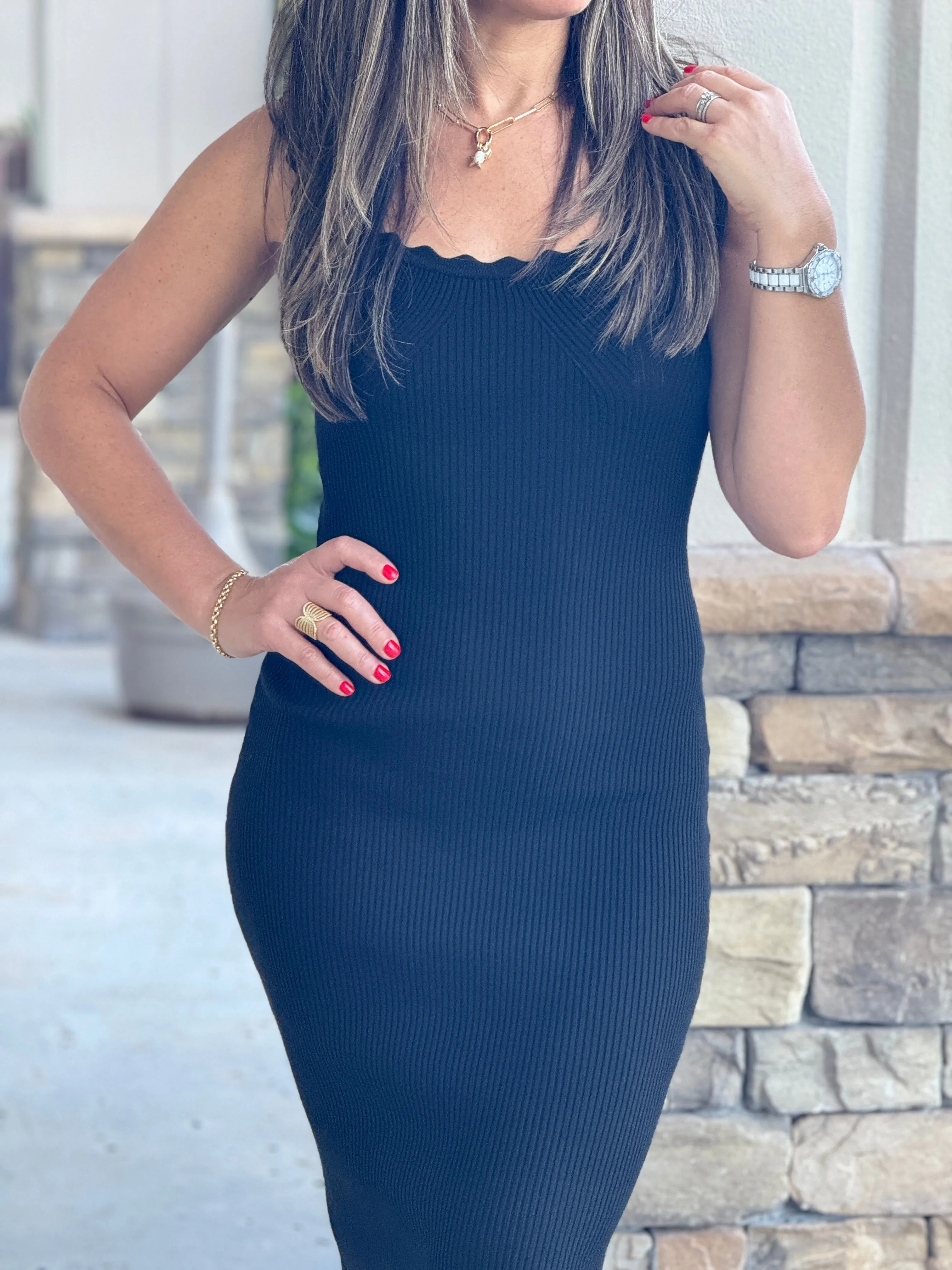 "Rose" Sleeveless Knit Midi Dress